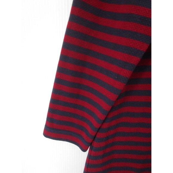 LOGO Lori Goldstein Sweater XL Red Cardigan Button Up Striped Lace - Picture 3 of 11